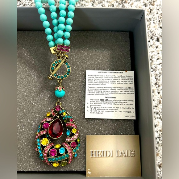 HEIDI DAUS "Perfect" Beaded Crystal Toggle Necklace - Fuchsia - NWT - Picture 5 of 7